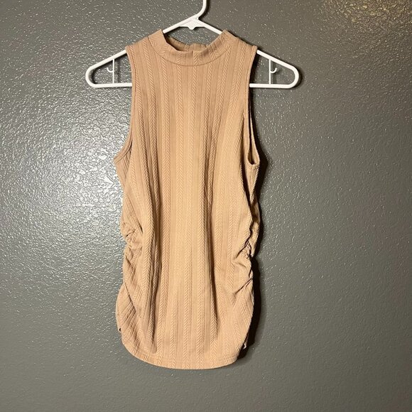 SHEIN Ribbed Mock Neck Tank Top with Ruched Sides - Large - Picture 1 of 5